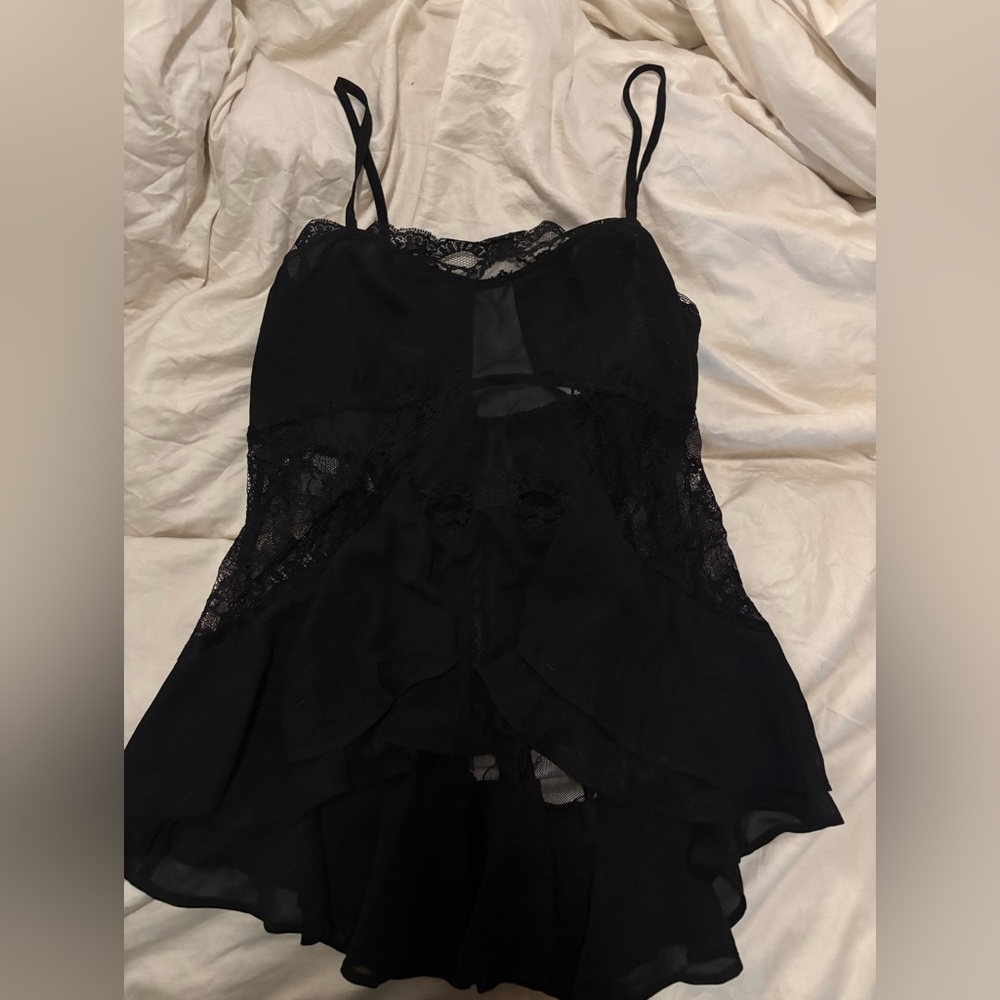 Anthro sheer lacy flowy top L